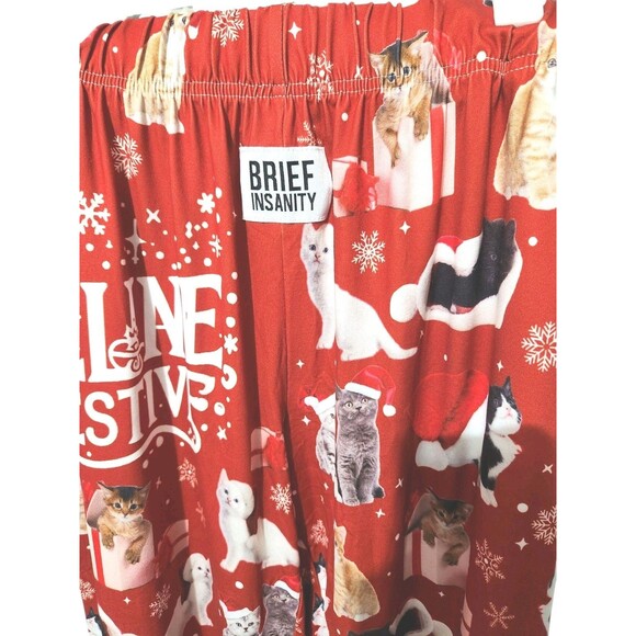 Brief Insanity	Size	L Feline Festive Cat Kitten Christmas Lounge Pants Unisex - Picture 4 of 6